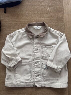 H&M Kids Light Beige Jacket with Brown Collar